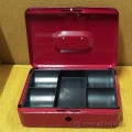 5 Slot Red Metal Coin Box 10" x 7"